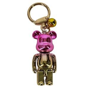 Be@rbrick Pink Head Gold Body Keychain - Rare Color Combo  - NIB